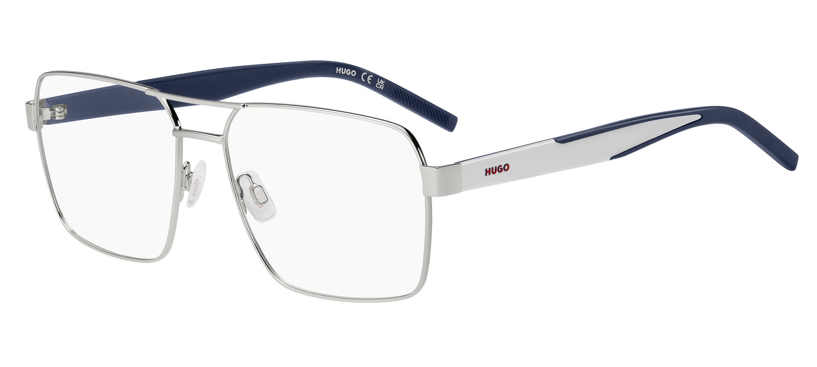 Das Bild zeigt die HUGO Fassung HG1341 010 leicht seitlich., Zubehor, Brillen, Sonnenbrille